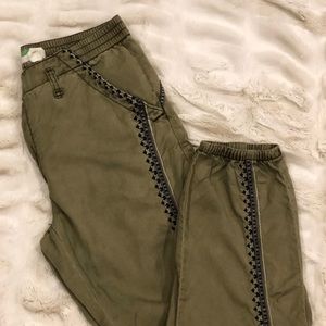 Anthropologie Embroidered Joggers